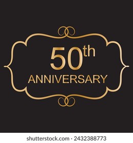 50 years anniversary celebration with elegant golden color isolated on black background, design for anniversary celebration.