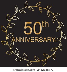 50 years anniversary celebration with elegant golden color isolated on black background, design for anniversary celebration.