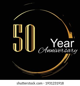 50 Years Anniversary Celebration Gold Black Background Color Vector Template Design Illustration