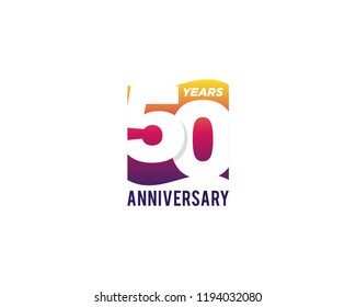 50 Years Anniversary Celebration Icon Vector Logo Design Template. Gradient Flag Style.