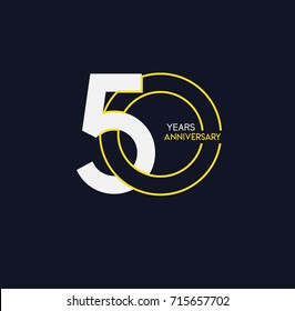 50 years anniversary celebration linked number logo, isolated on dark background