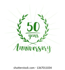 50 years anniversary celebration logo. Anniversary watercolor design template. Vector and illustration.