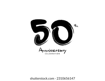 Logo de la celebración de 50 años, vector de pincel negro, diseño del logo de 50 números, logotipo de 50 cumpleaños, aniversario feliz, aniversario vectorial para la celebración, afiche, tarjeta de invitación