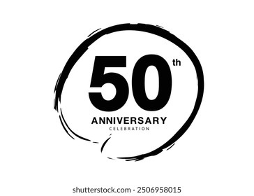 50 Years Anniversary Celebration logo black paintbrush vector, 50 number logo design, 50th Birthday Logo, happy Anniversary, Vector Anniversary For Celebration, poster, Invitation Card, black color