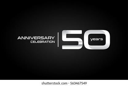 50 Years Anniversary Celebration Logo, White , Isolated on Dark  Background