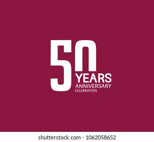 50 years anniversary celebration logotype. anniversary logo white color isolated on purple background, vector design for celebration, invitation card, and greeting card