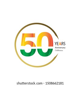 50 years Anniversary celebration logotype with watercolor Green and Orange Style isolated on Grey background for invitation card, banner, ads or flyer - Vector