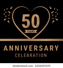 50 years anniversary celebration logotype. anniversary logo with golden color isolated on black background, vector design for celebration, invitation card, and greeting card. Eps10 Vector Illustration