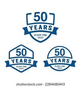 50 years anniversary celebration logotype. 50th anniversary logo collection. Set of anniversary design template. Vector illustration.
