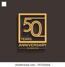 50 years anniversary celebration logotype style linked line in the square with golden color. vector illustration isolated on dark background