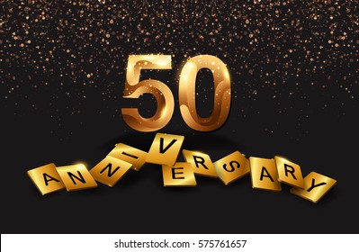 50 years anniversary celebration. Poster or brochure template. Vector illustration.