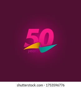 50 Years Anniversary Celebration Purple Ribbon Vector Template Design Illustration
