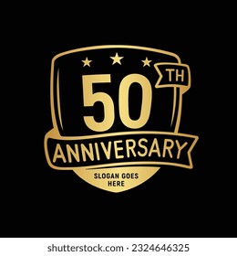 50 years anniversary celebration shield design template. 50th anniversary logo. Vector and illustration.