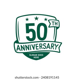 50 years anniversary celebration shield design template. 50th anniversary logo. Vector and illustration.