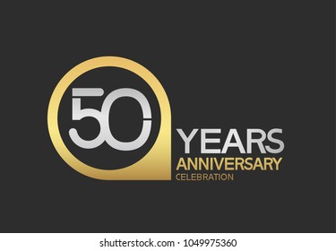 50 years anniversary celebration simple design with golden circle and silver color combination 