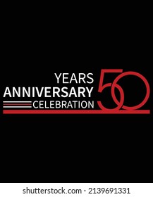 50 years anniversary celebration simple design with red color