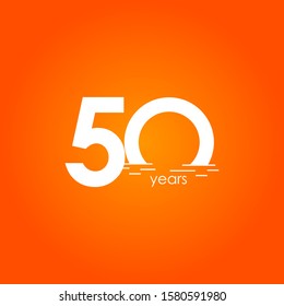 50 Years Anniversary Celebration Sunset Gradient Vector Template Design Illustration