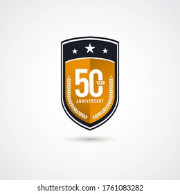 50 Years Anniversary Celebration Vector Label Logo Template Design Illustration