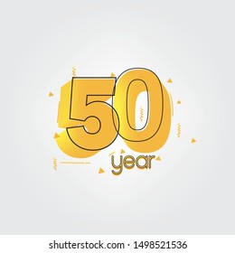 50 years anniversary celebration Yellow Colors Comical Design logotype. anniversary logo isolated on White background, vector Horizontal number design for celebration -vector