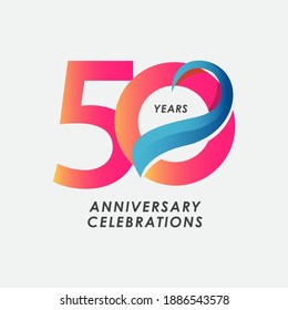 50 Years Anniversary Celebrations Gradient Vector Template Design Illustration