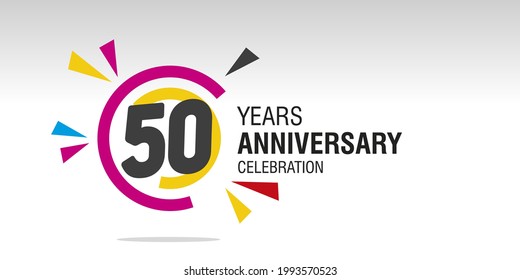 50 Years Anniversary in circle colorful modern logo icon banner white background