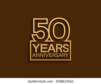 50 years anniversary design line style with square golden color for celebration event