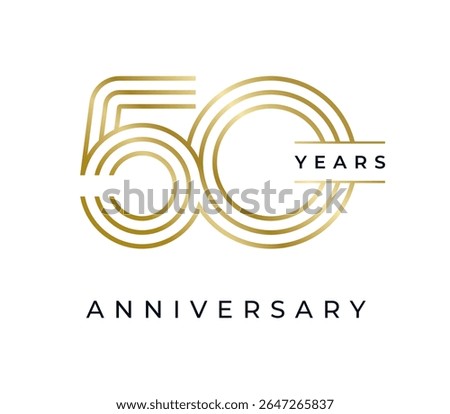50 Years Anniversary design vector illustration. Unique 50 years logo design template. In gold color