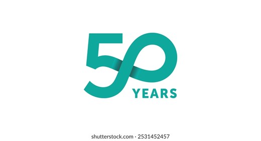 50 Years Anniversary elegant Green Line Celebration Vector Template Design Illustration
