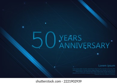 50 Years Anniversary. Geometric anniversary greeting banner. Poster template for celebrating anniversary event party. Vector illustration