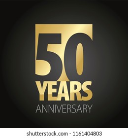 50 Years Anniversary gold black logo icon banner