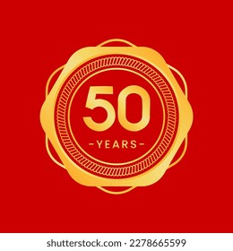 50 years anniversary, gold hexagon anniversary template with circular rope