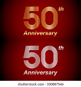 50 years anniversary Gold and Silvery Template logo