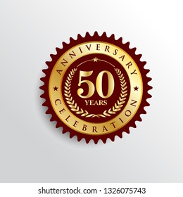 50 Years anniversary Golden badge logo. Vector illustration eps.10