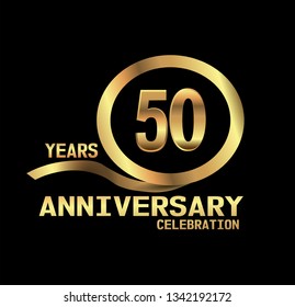 50 Years Anniversary Golden Font Circle Stock Vector (Royalty Free ...