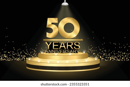 50 years anniversary Golden Jubilee Award Graphics Background. Entertainment Spot Light Hollywood Template Luxury Premium Corporate Abstract Design Template Banner Certificate.