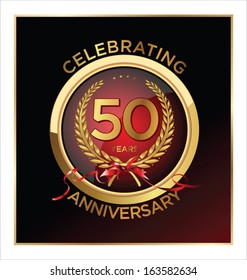 50 Years Anniversary Golden Label Stock Vector (Royalty Free) 163582634 ...