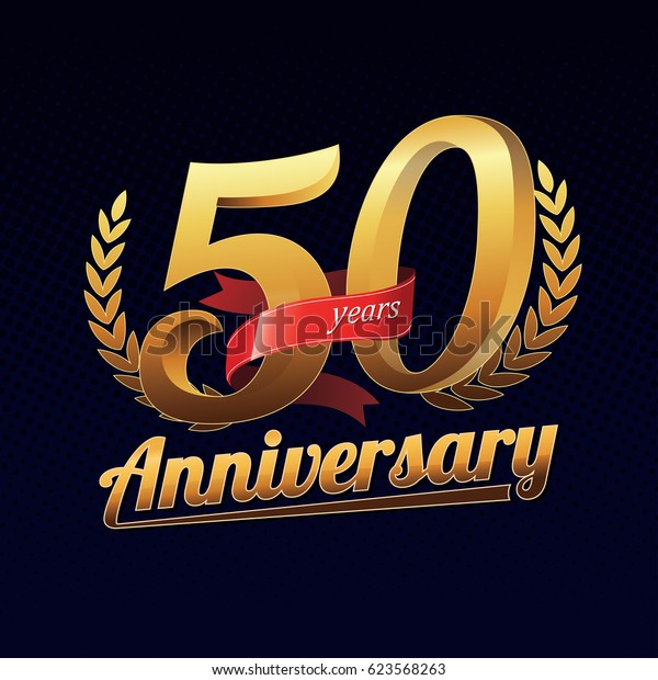 50 Years Anniversary Golden Logo Celebration Stock Vector (Royalty Free ...