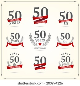50 years anniversary icons collection 