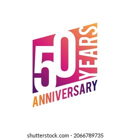 50 Years Anniversary Illustration On White Background Vector Logo Template.