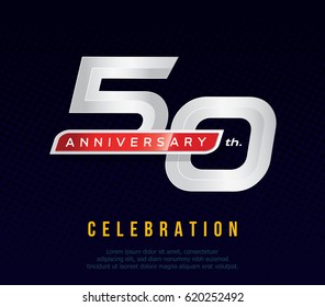 50 years anniversary invitation card, celebration template design, 50th. anniversary logo, dark blue background, vector illustration
