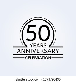 50 years anniversary logo. 50th Birthday celebration icon. Party invitation, Jubilee celebrating emblem or banner. Vector illustration.