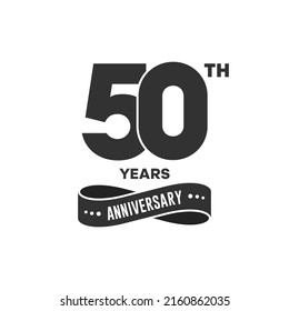 50 years anniversary logo with black color for booklet, leaflet, magazine, brochure poster, banner, web, invitation or greeting card. Vector illustrations.