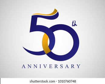 50 years anniversary Logo Design with blue and old yellow color