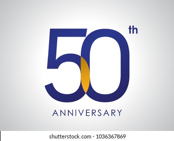 50 years anniversary Logo Design with blue and old yellow color