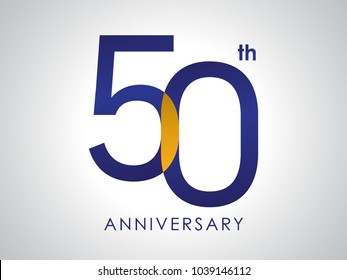 50 years anniversary Logo Design with blue and old yellow color