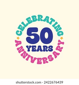 50 years anniversary logo design. 50th anniversary badge design. Sign and symbol for celebrating company or business birthday. 50 year Jubilee party celebration banner, poster, greeting card.