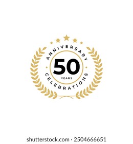 50 years Anniversary logo design concept. Birthday celebrations template.