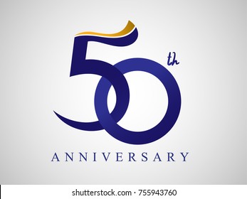 50 years anniversary Logo Design with blue and old yellow color