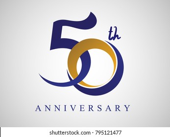 50 years anniversary Logo Design with blue and old yellow color