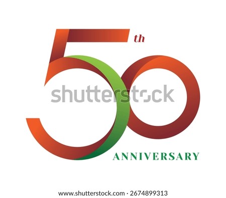 50 years anniversary logo design with red and green color